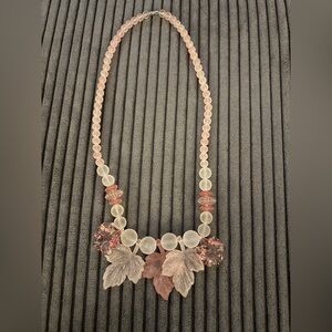 Elegant Pink Leaf Necklace